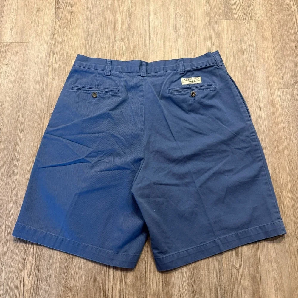 Polo Ralph Lauren Mens 34 Vintage Tyler Pleated Blue Shorts